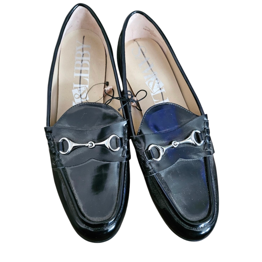 Sam & LIBBY Black Loafers with Silver Buckle